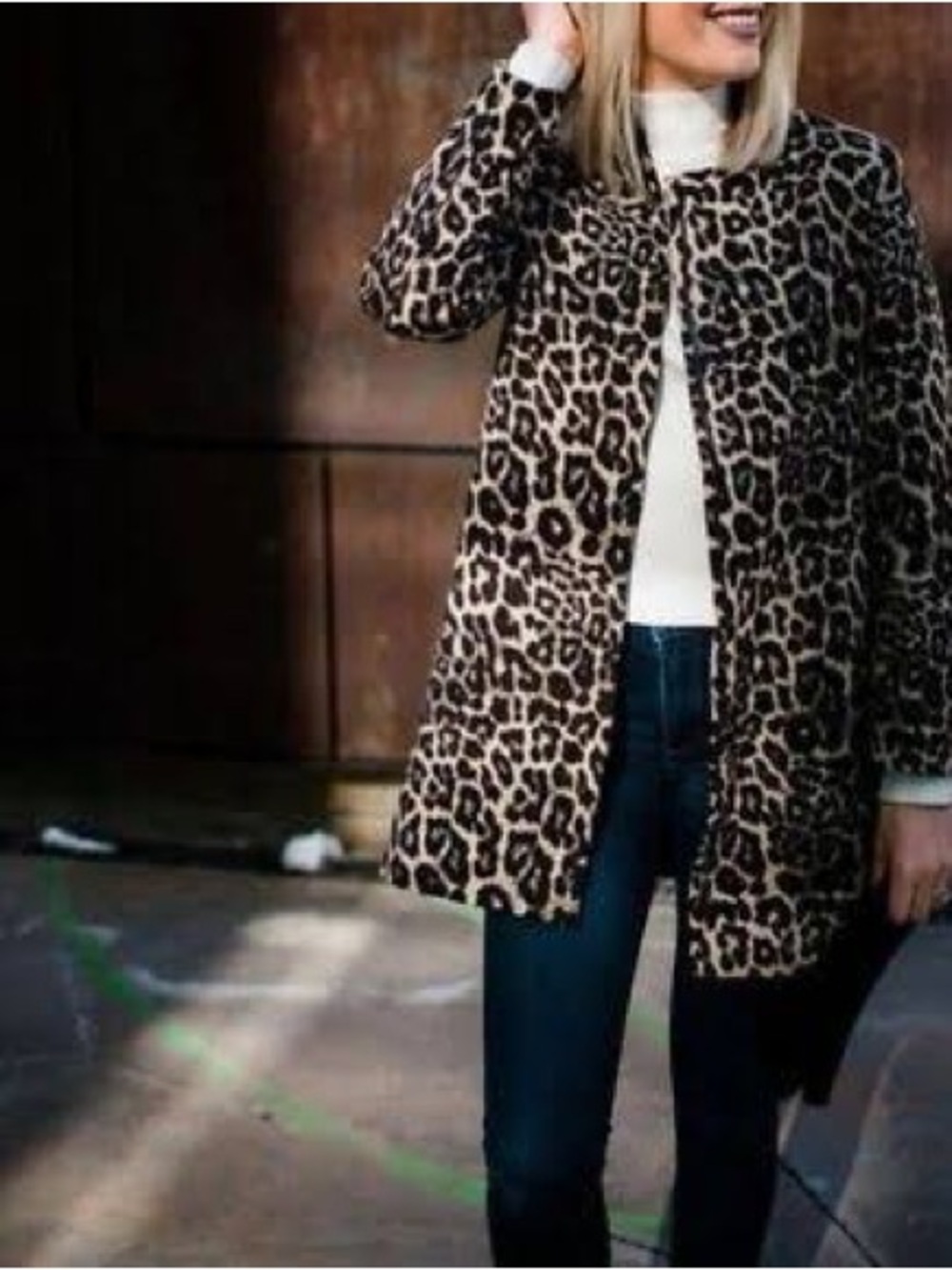 ZARA Collarless Animal Cheetah Leopard Print Coat Size XS